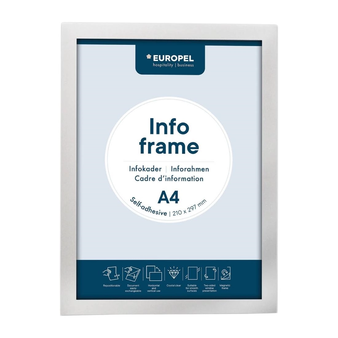 Een Europel Info Frame / Zelfklevende Set 2 Stuks A4 Zilver koop je bij Supplierz BV