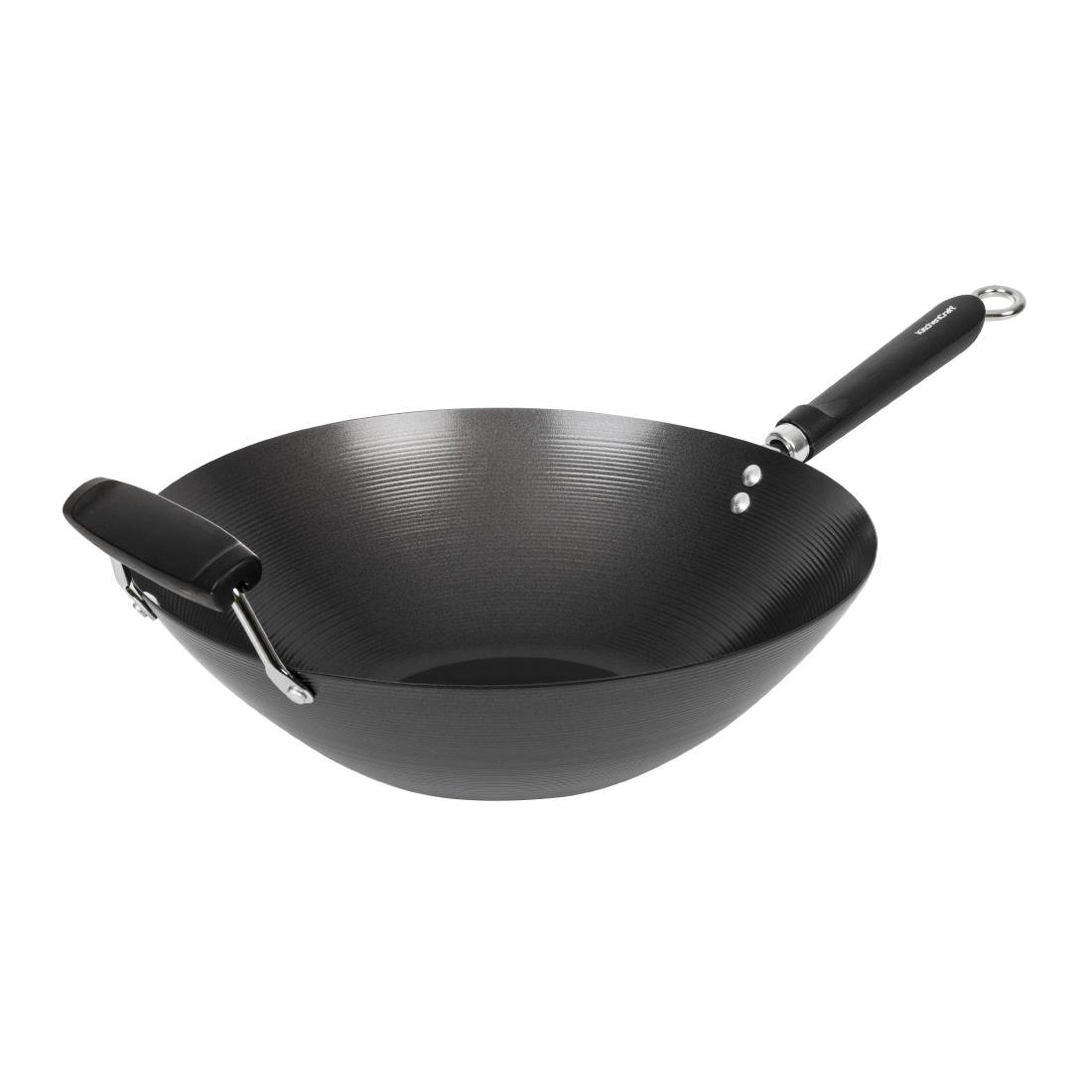 Een Anti-kleef inductie wok met platte bodem 35,5cm koop je bij Supplierz BV