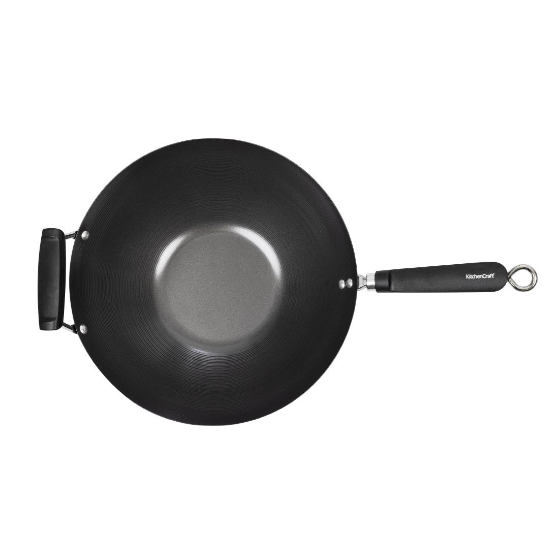 Een Anti-kleef inductie wok met platte bodem 35,5cm koop je bij Supplierz BV