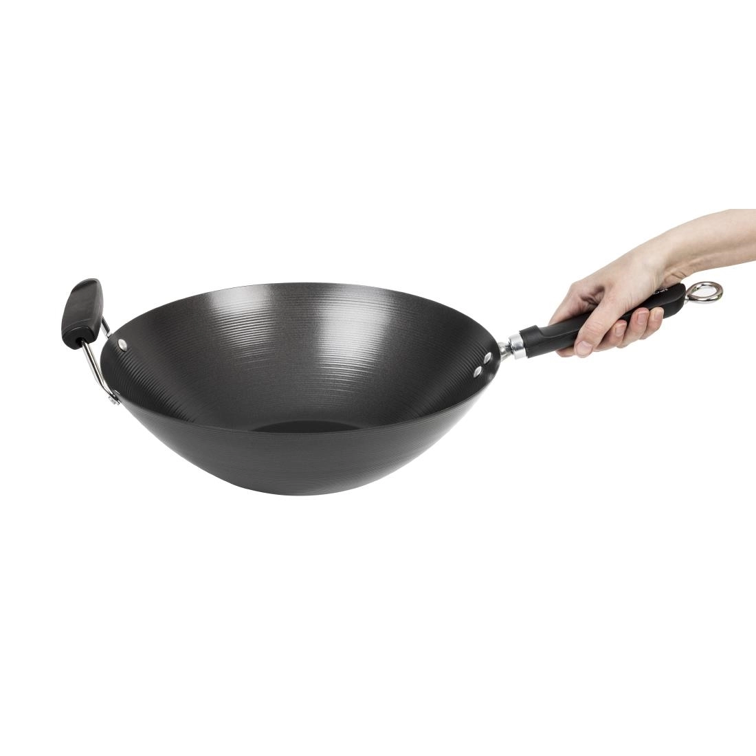 Een Anti-kleef inductie wok met platte bodem 35,5cm koop je bij Supplierz BV