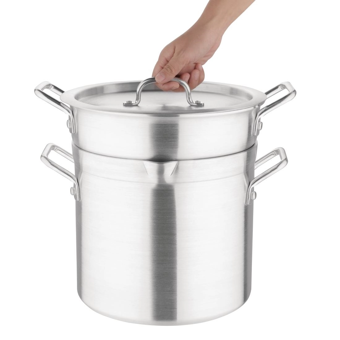 Een Vogue aluminium pan met au bain marie inzet 10L koop je bij Supplierz BV