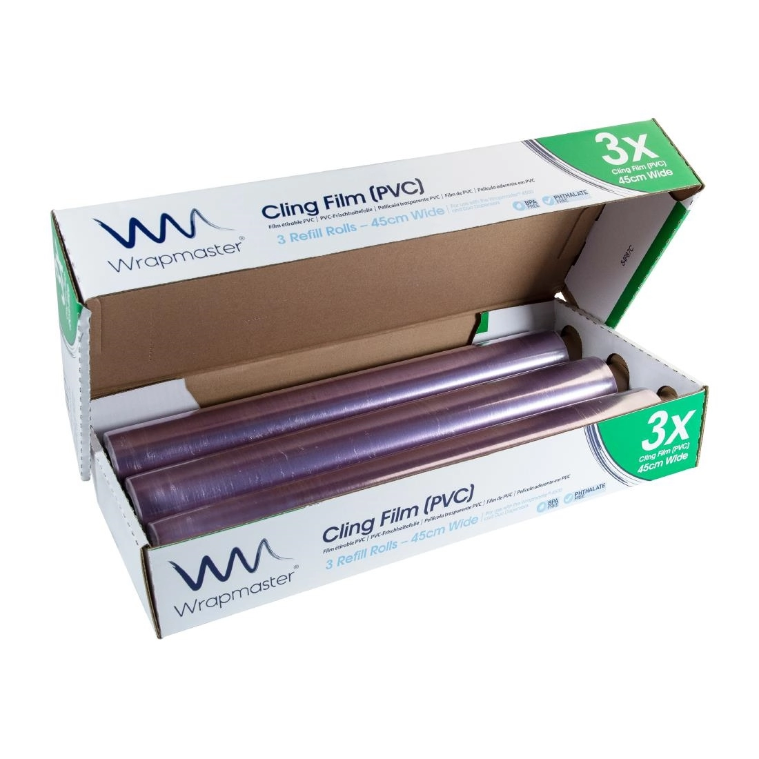 Vous pouvez acheter un Recharges de film fraîcheur Wrapmaster 300m x 450mm (Lot de 3) chez Supplierz BV