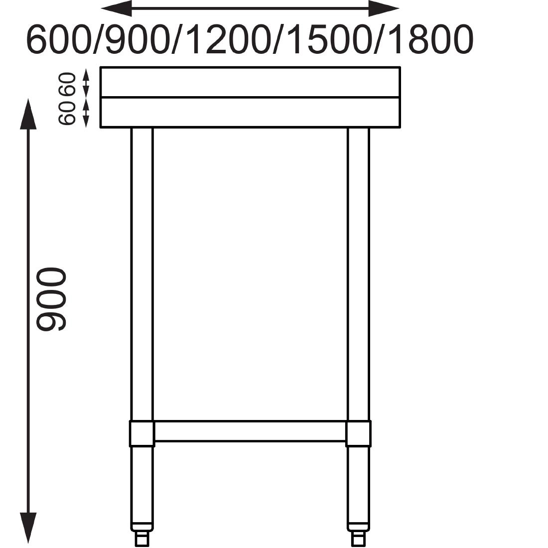 Een Vogue RVS werktafel met achteropstand 90x180x60cm koop je bij Supplierz BV