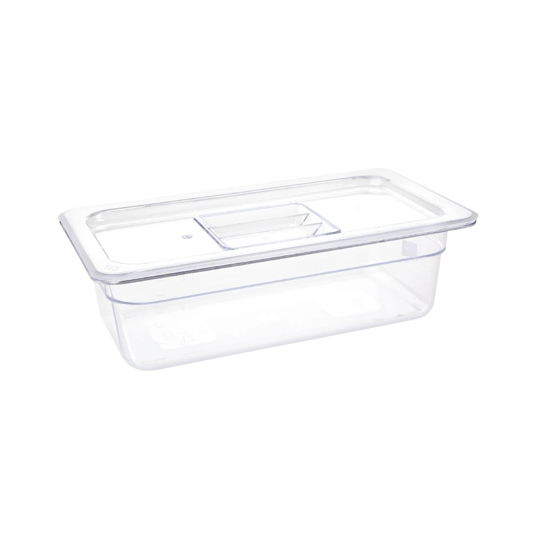 Vous pouvez acheter un Vogue polycarbonaat 1/3 gastronorm container 100mm transparant chez Supplierz BV