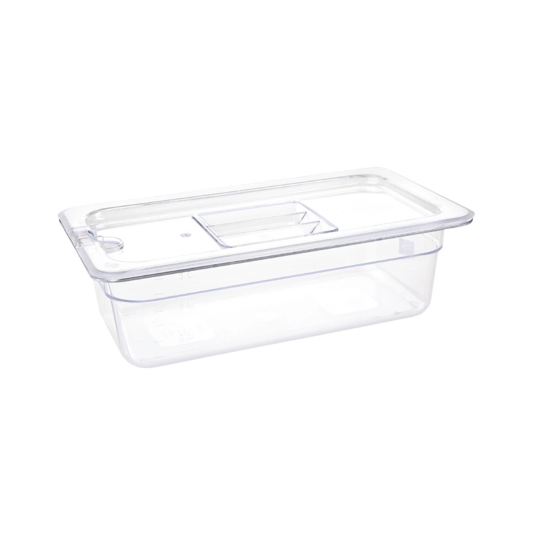 Vous pouvez acheter un Vogue polycarbonaat 1/3 gastronorm container 100mm transparant chez Supplierz BV