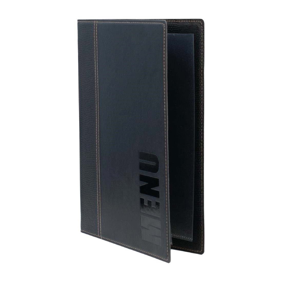 Vous pouvez acheter un Porte-menus contemporains A4 noirs avec boîte de rangement (lot de 20) chez Supplierz BV