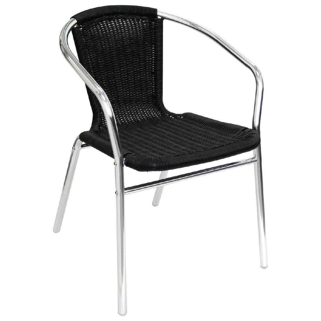 Een Bolero aluminium en polyrotan stoelen zwart (4 stuks) koop je bij Supplierz BV