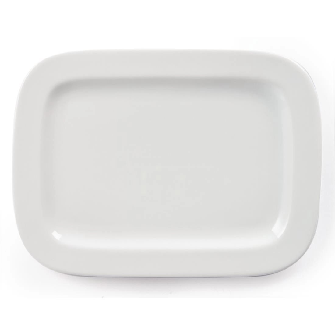 Vous pouvez acheter un Assiettes rectangulaires arrondies Olympia Whiteware 230mm (lot de 12) chez Supplierz BV