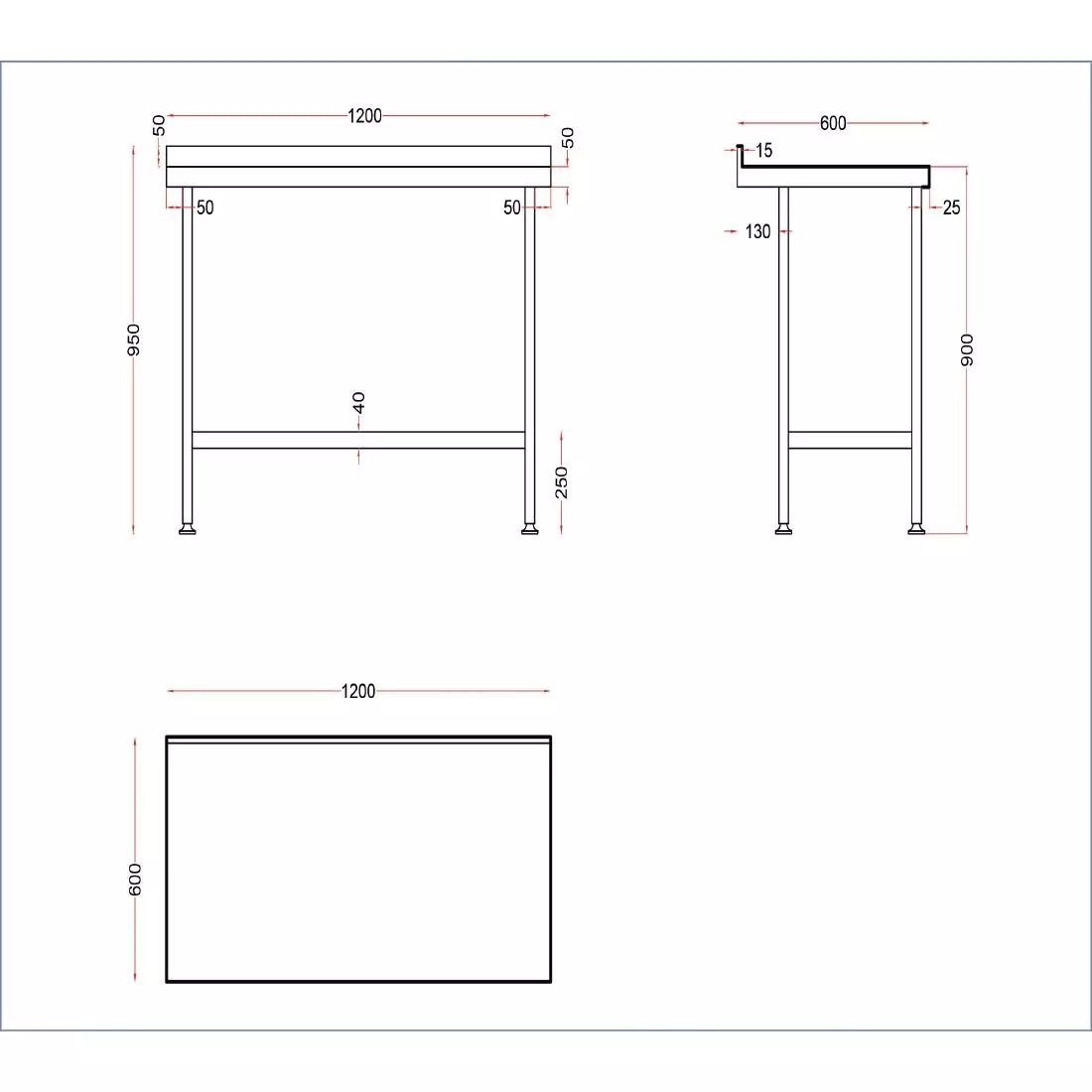 Een Holmes roestvrijstalen wandtafel met opstand 1200 mm koop je bij ShopXPress