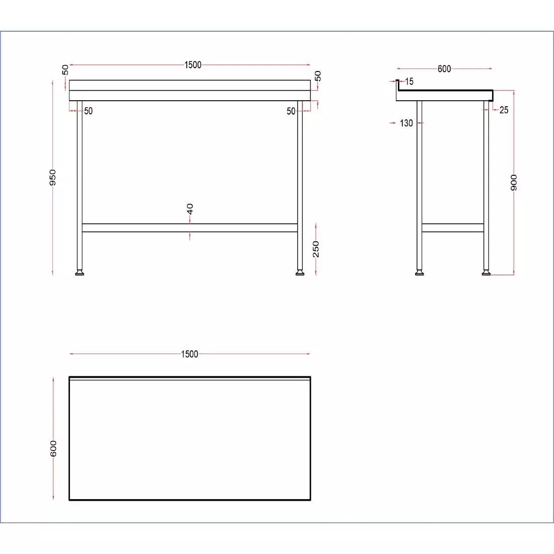 Een Holmes roestvrijstalen wandtafel met opstand 1500 mm koop je bij ShopXPress