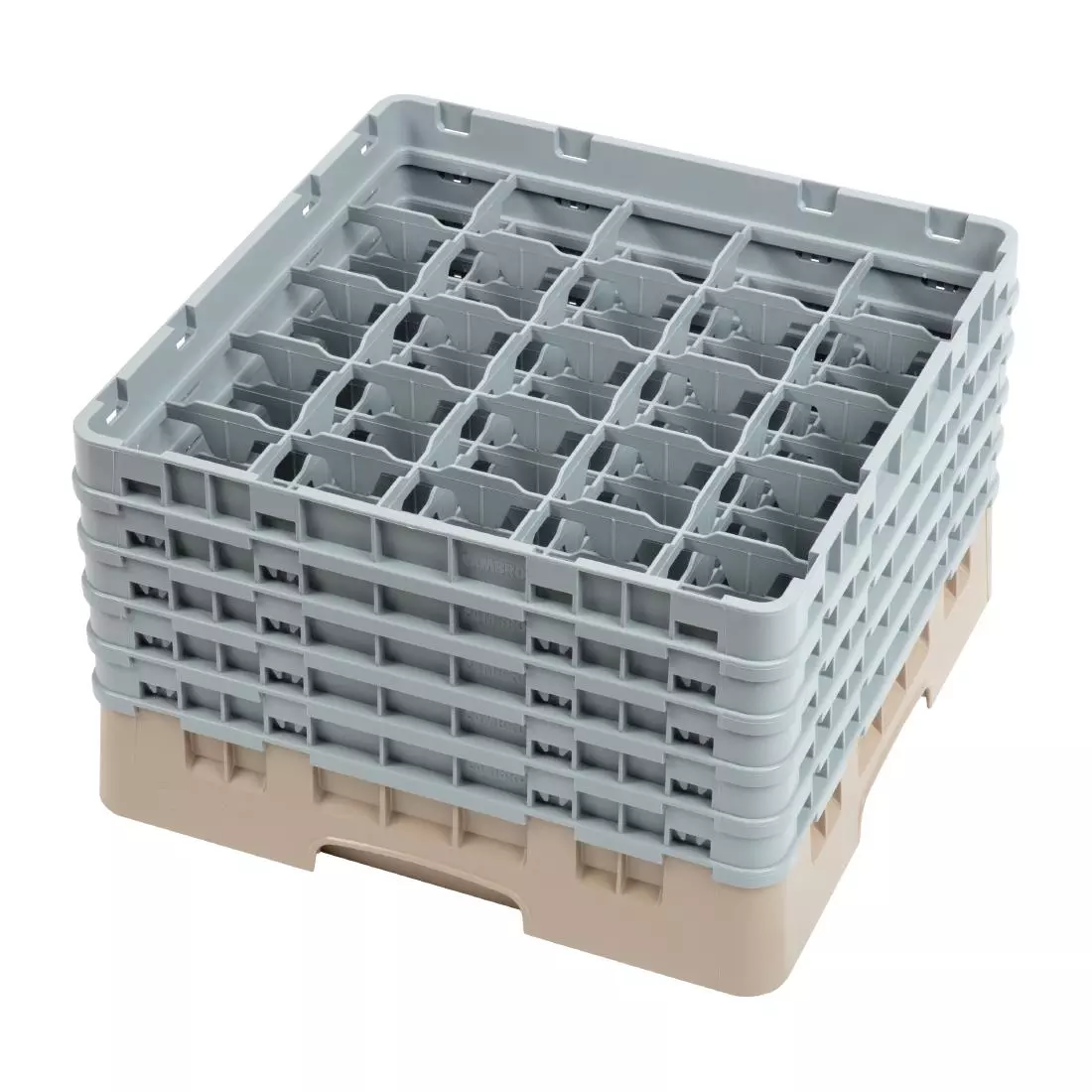 Een Cambro Camrack vaatwaskorf met 25 compartimenten max. glashoogte 25,7cm koop je bij ShopXPress