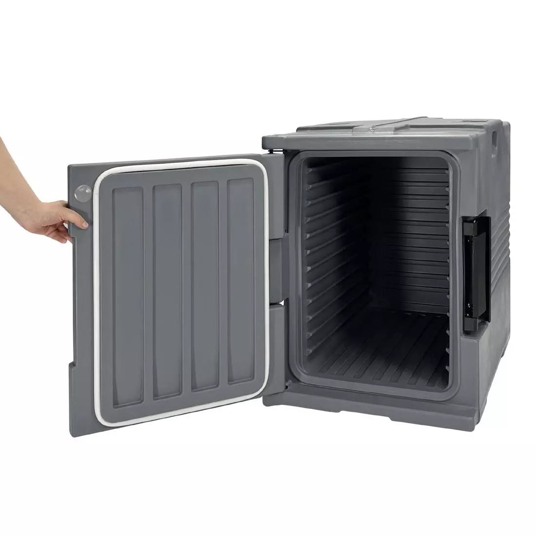 Een Vogue thermo-box 600 voorlader box zwart voor gn bak afmeting - 465x610x630mm koop je bij ShopXPress