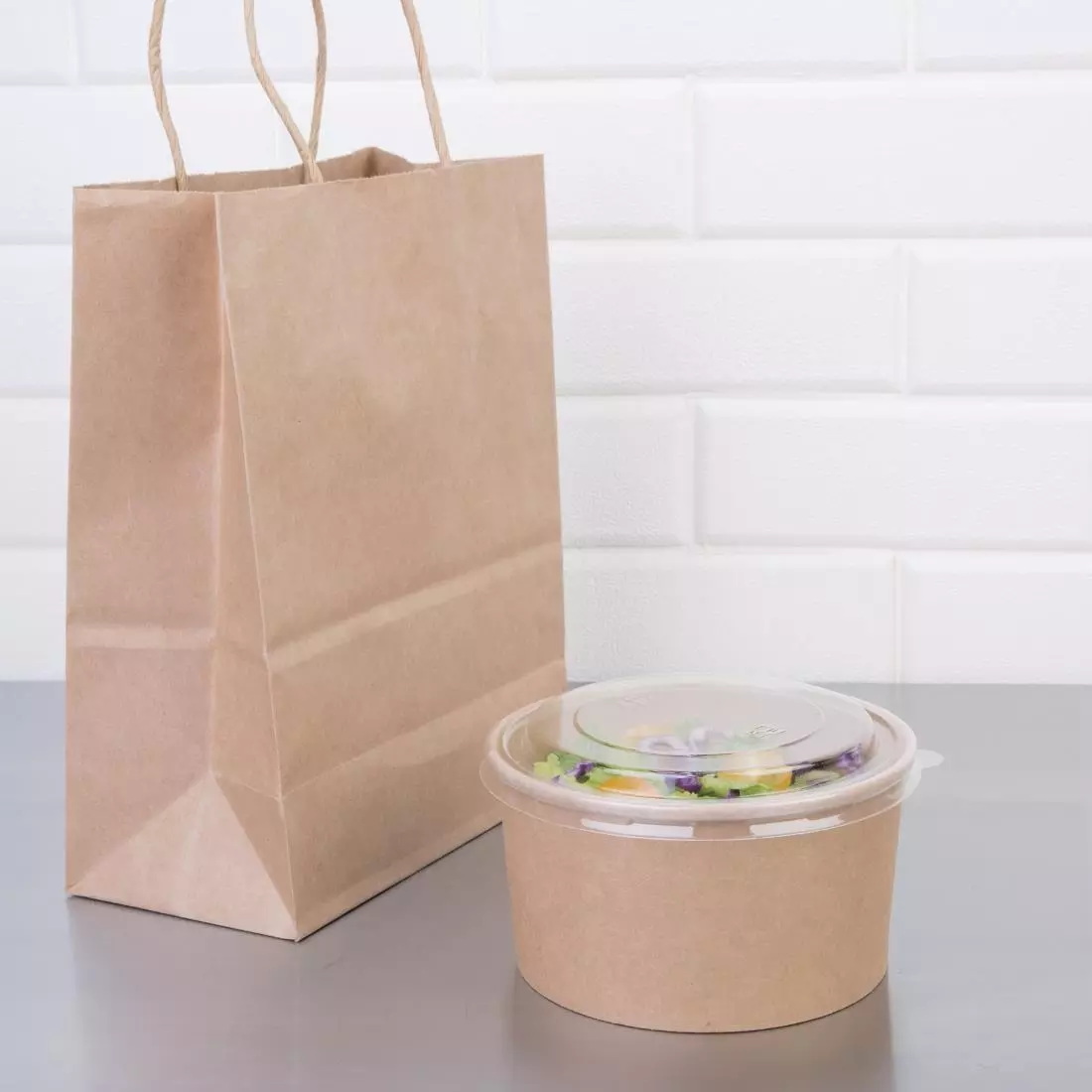 Een Fiesta Compostable ronde kraft saladeschaal 1L (300 stuks) koop je bij ShopXPress