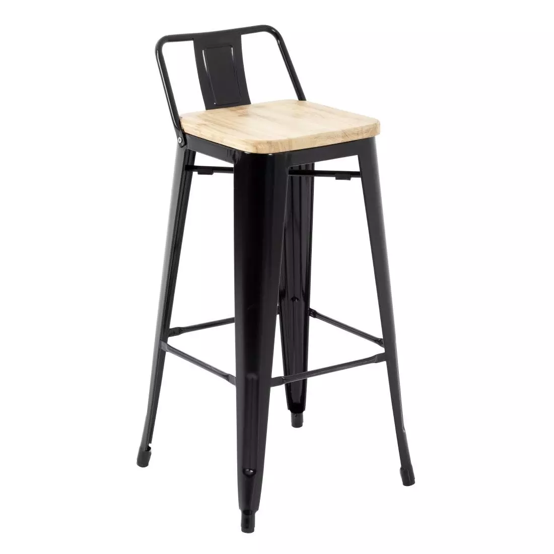 Een Bolero Bistro hoge barstoel met houten zitting zwart (4 stuks) koop je bij ShopXPress