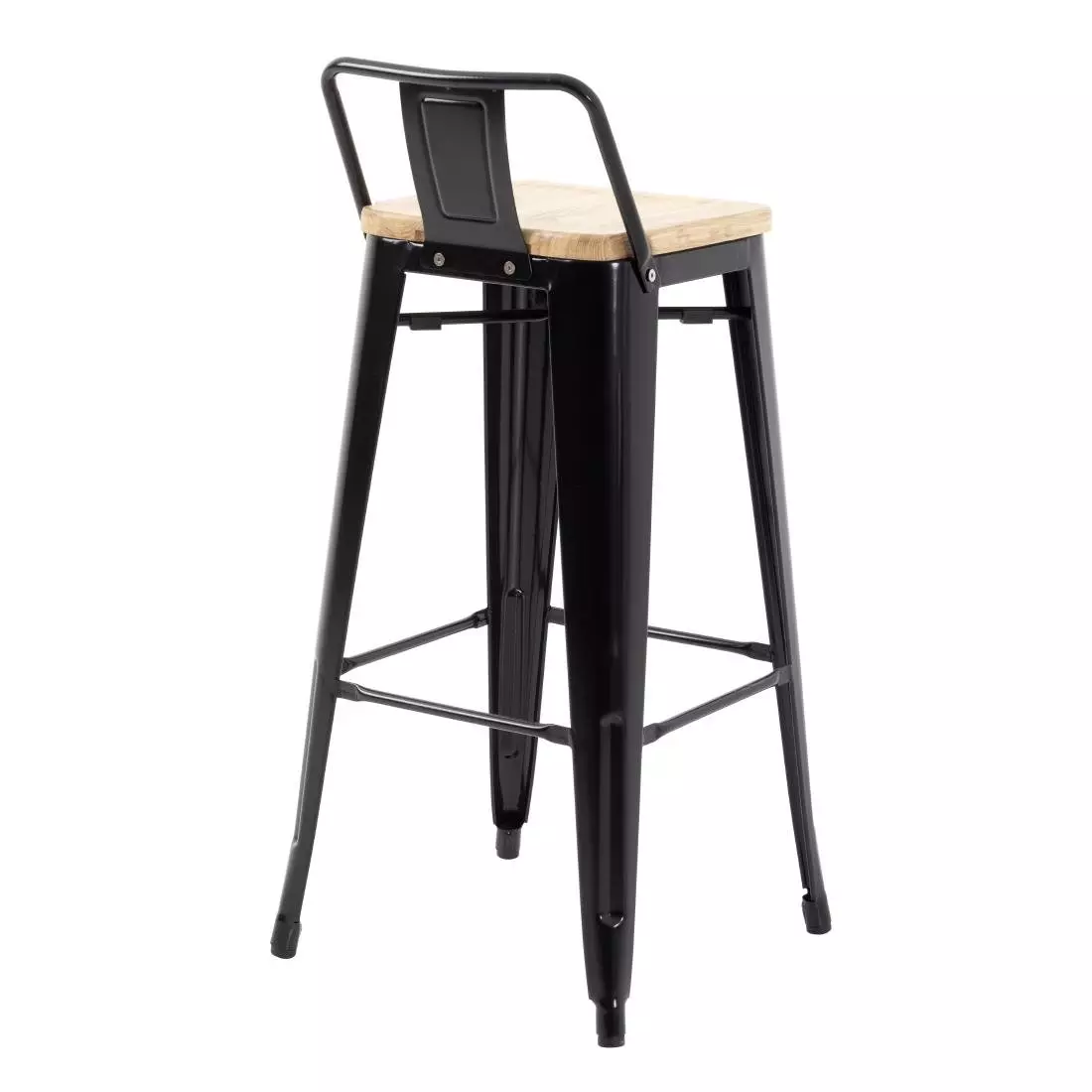 Een Bolero Bistro hoge barstoel met houten zitting zwart (4 stuks) koop je bij ShopXPress