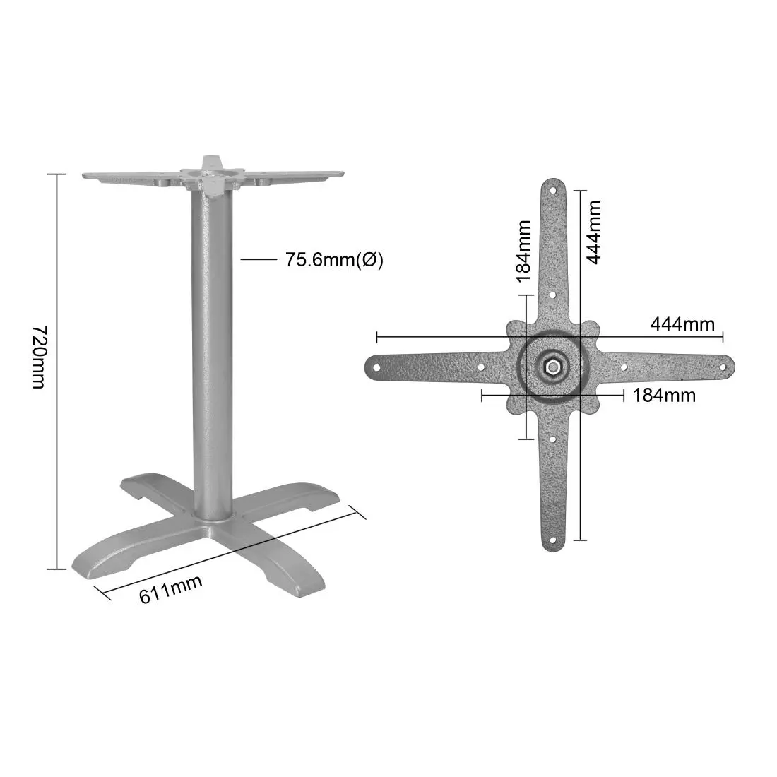 Een Bolero gietijzeren tafelpoot grijs 611(B)x720(H)mm koop je bij ShopXPress