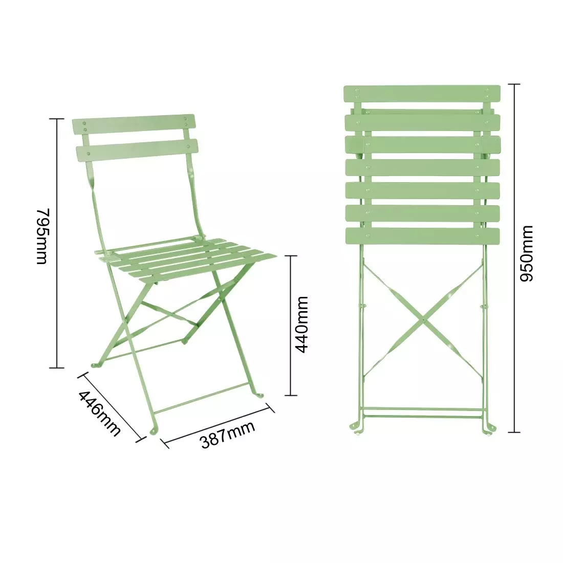 Een Bolero stalen klapstoelen lichtgroen (2 stuks) koop je bij ShopXPress