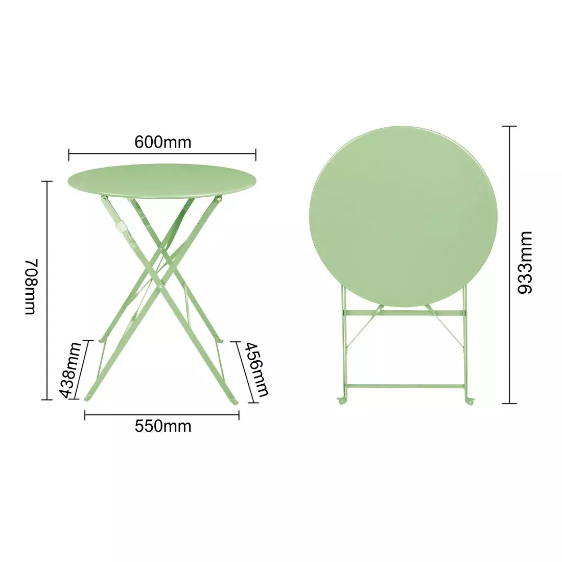 Een Bolero stalen klaptafel rond lichtgroen 595mm koop je bij ShopXPress