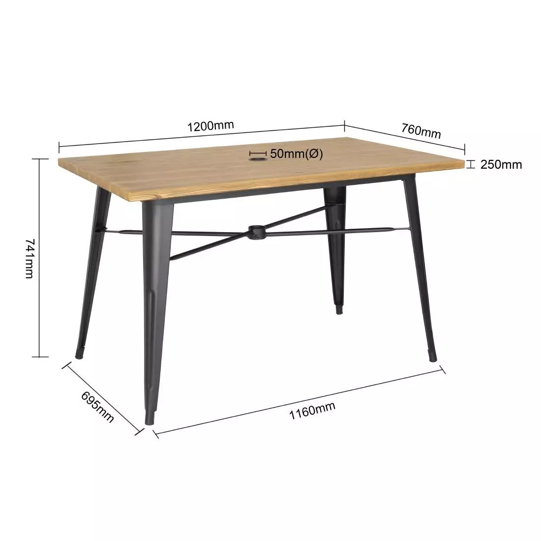 Een Bolero aluminium outdoor tafel 120x76x76cm licht houtdessin koop je bij ShopXPress