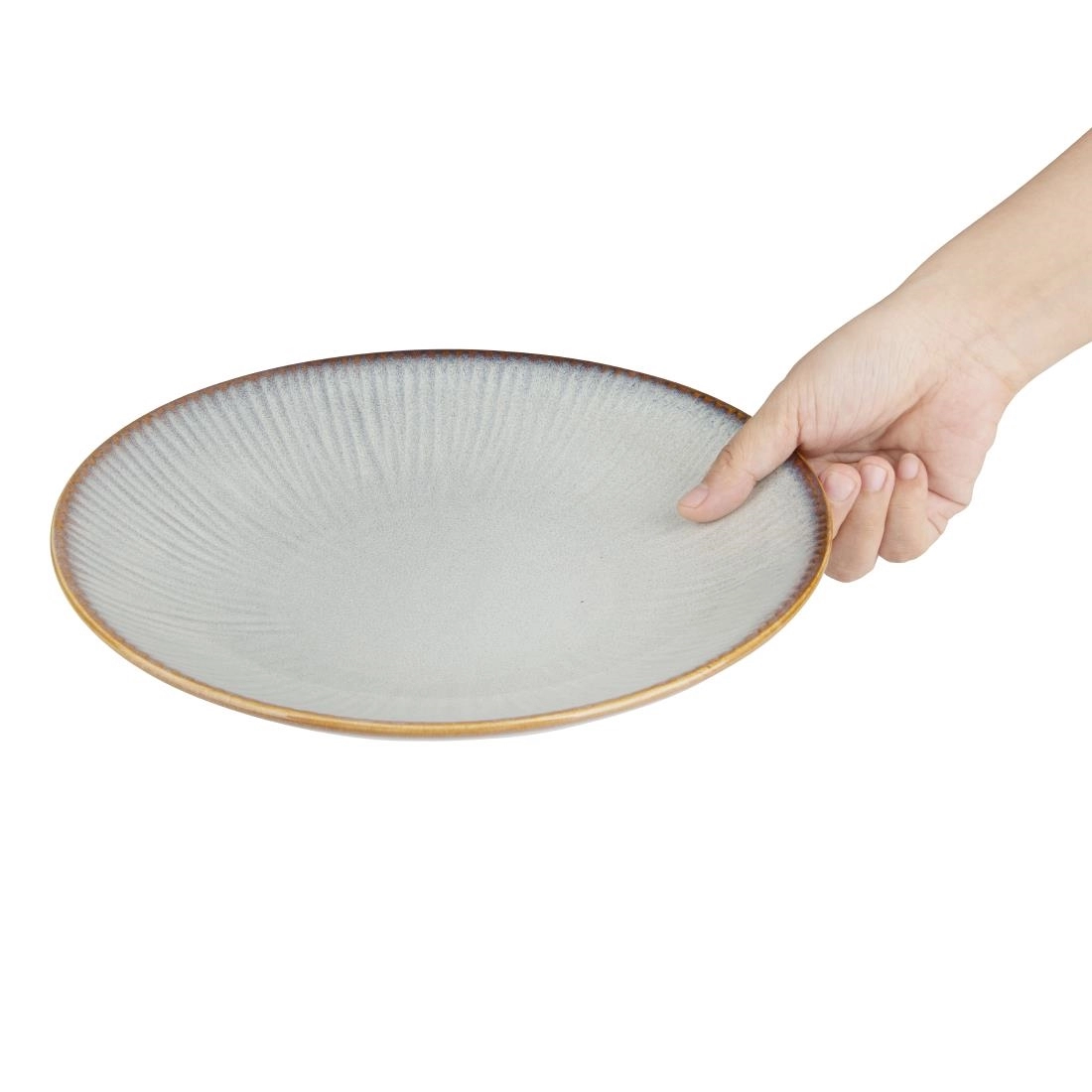 Een Olympia Drift Grey Coupe Low Bowls met reliëf, 260 mm (pak van 4) koop je bij ShopXPress