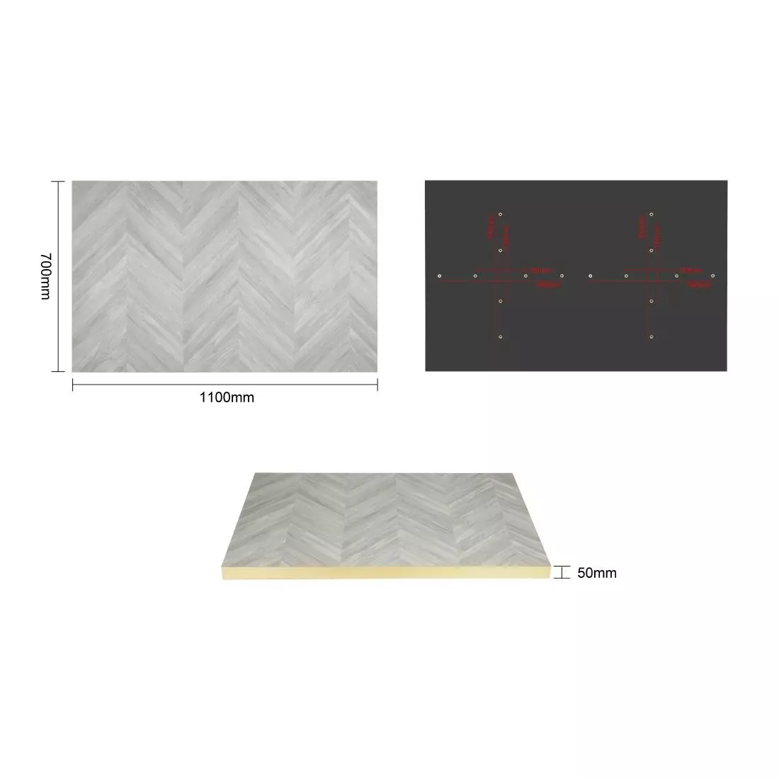 Een Bolero rechthoekig tafelblad chevron-ontwerp 1100 mm x 700 mm koop je bij ShopXPress