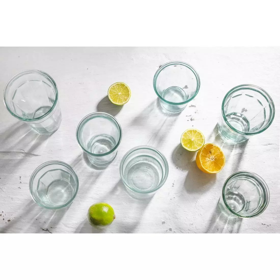 Een Olympia gerecycled glas geribbelde stapelbare bekers 300 ml (pak van 6) koop je bij ShopXPress