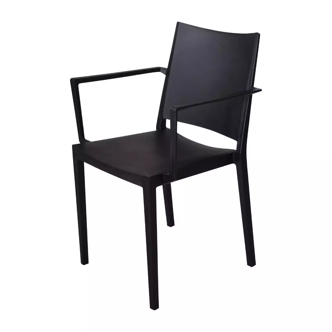 Een Florence stapelbare polypropyleen stoelen met armleuning zwart (4 stuks) koop je bij ShopXPress