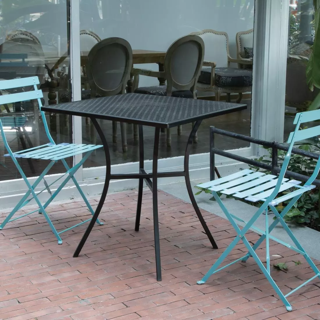 Een Bolero vierkante stalen bistro tafel zwart 70cm koop je bij ShopXPress