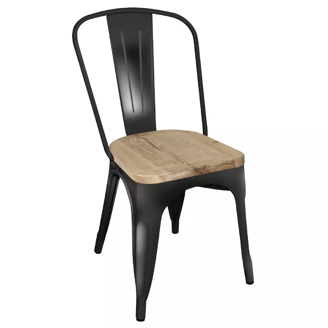 Een Bolero Bistro stalen stoelen met houten zitting zwart (4 stuks) koop je bij ShopXPress