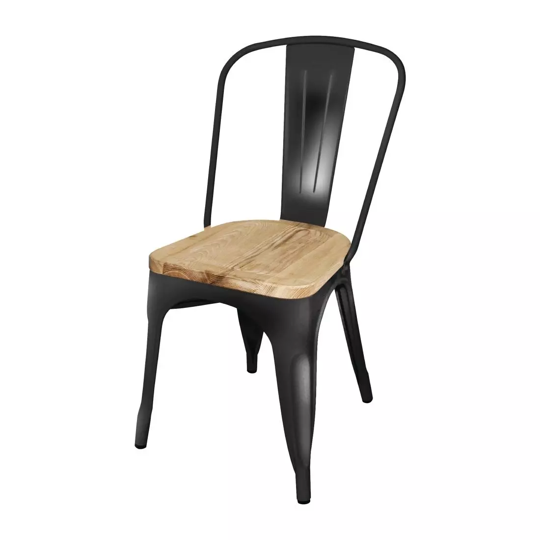 Een Bolero Bistro stalen stoelen met houten zitting zwart (4 stuks) koop je bij ShopXPress