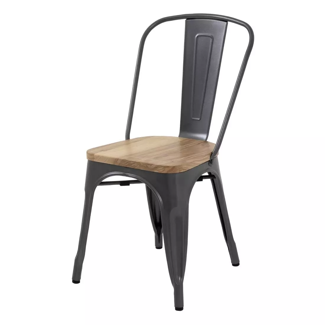 Een Bolero Bistro stalen stoelen met houten zitting grijs (4 stuks) koop je bij ShopXPress