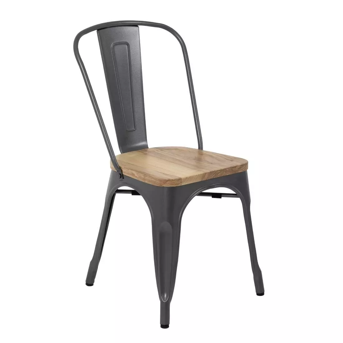 Een Bolero Bistro stalen stoelen met houten zitting grijs (4 stuks) koop je bij ShopXPress