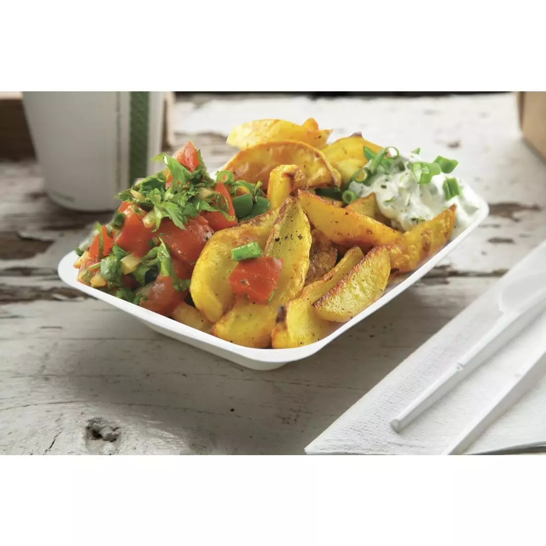 Een Vegware composteerbare bagasse fritesbakjes 17,5cm (500 stuks) koop je bij ShopXPress