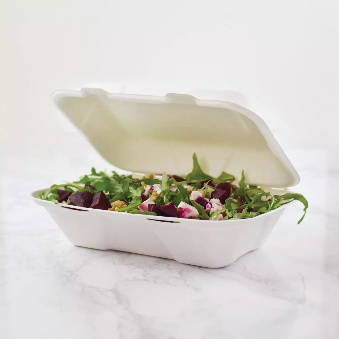 Een Vegware composteerbare bagasse voedseldozen met scharnierdeksel 22,8cm (200 stuks) koop je bij ShopXPress