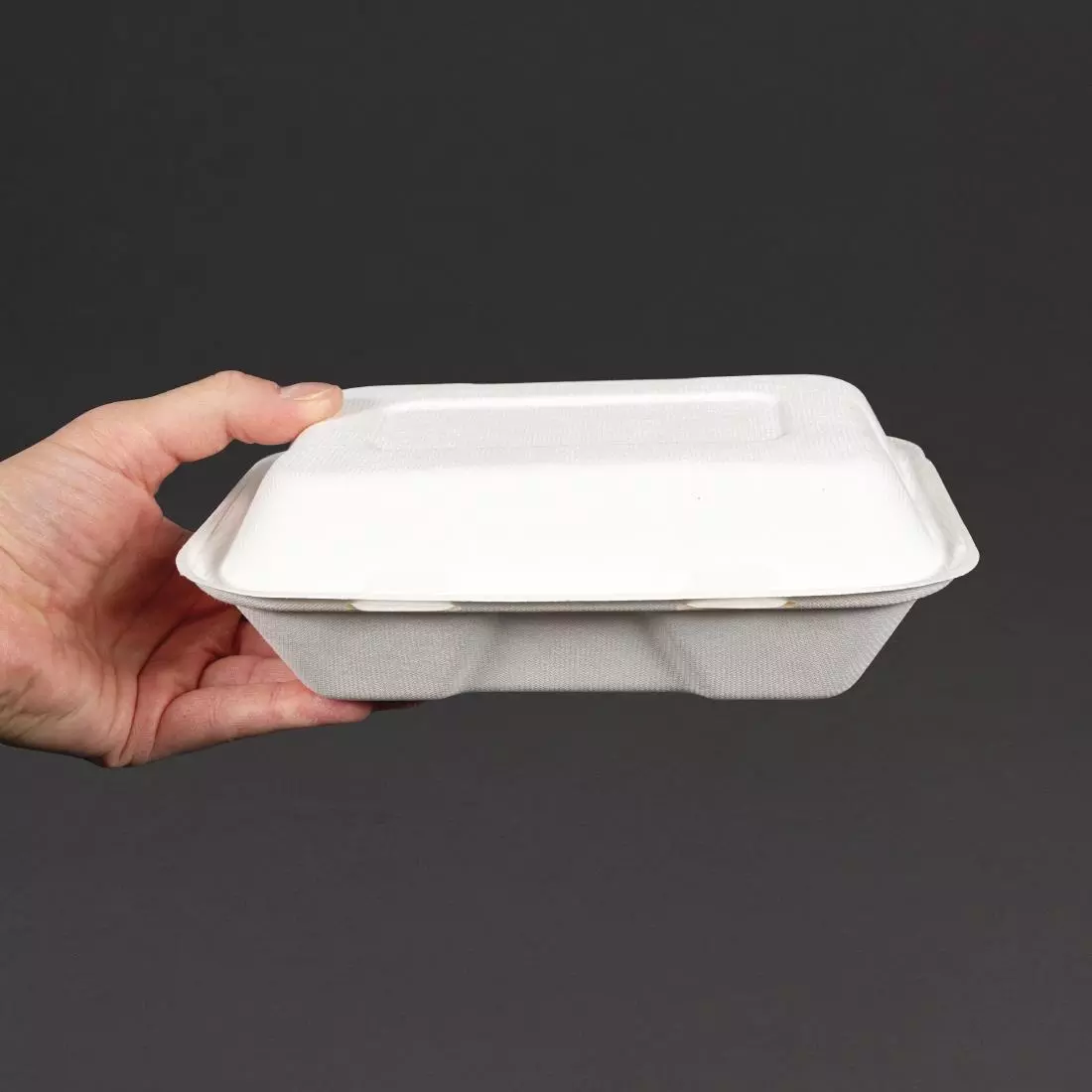 Een Vegware composteerbare bagasse voedseldozen met scharnierdeksel 22,8cm (200 stuks) koop je bij ShopXPress