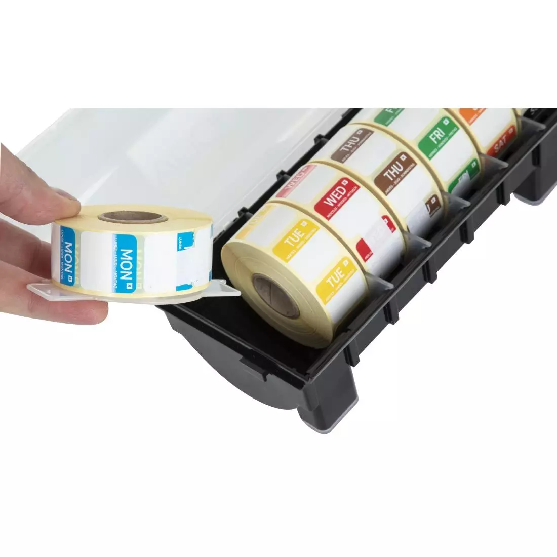 Een Hygiplas 2,5cm dispenser inclusief 7 rollen voedseletiketten daglabels koop je bij ShopXPress