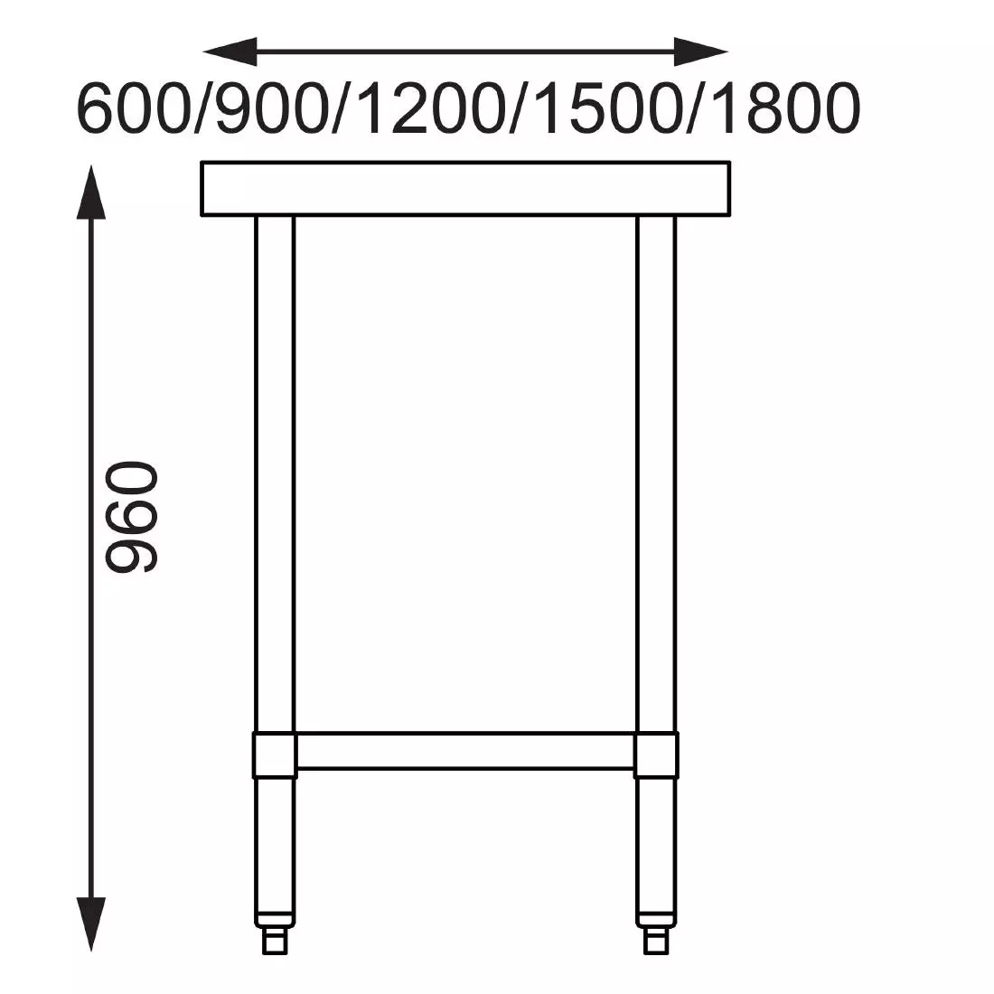 Een Vogue RVS werktafel zonder achteropstand 90x90x70cm koop je bij ShopXPress