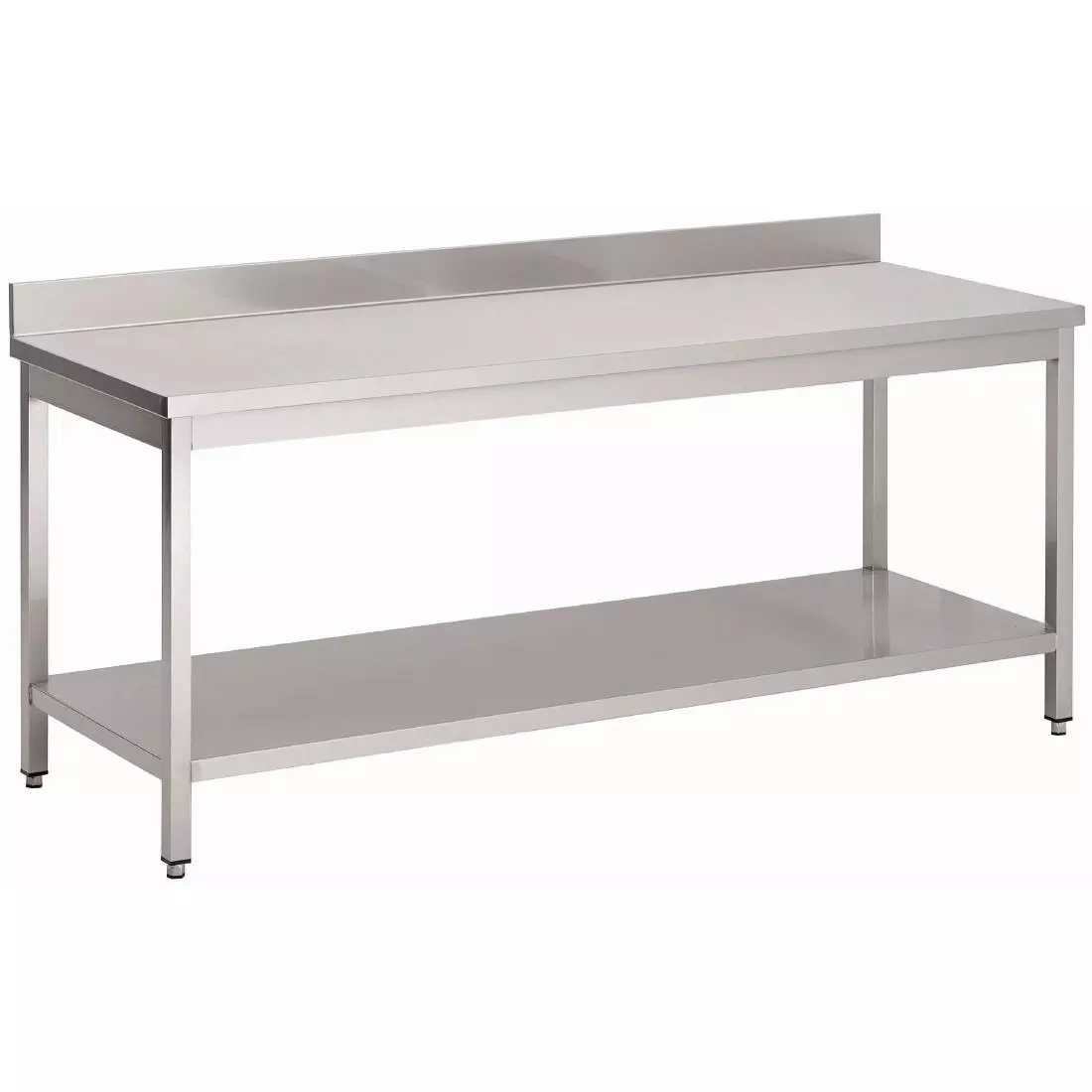 Een Gastro M RVS werktafel met onderblad en achteropstand 85x180x70cm koop je bij ShopXPress