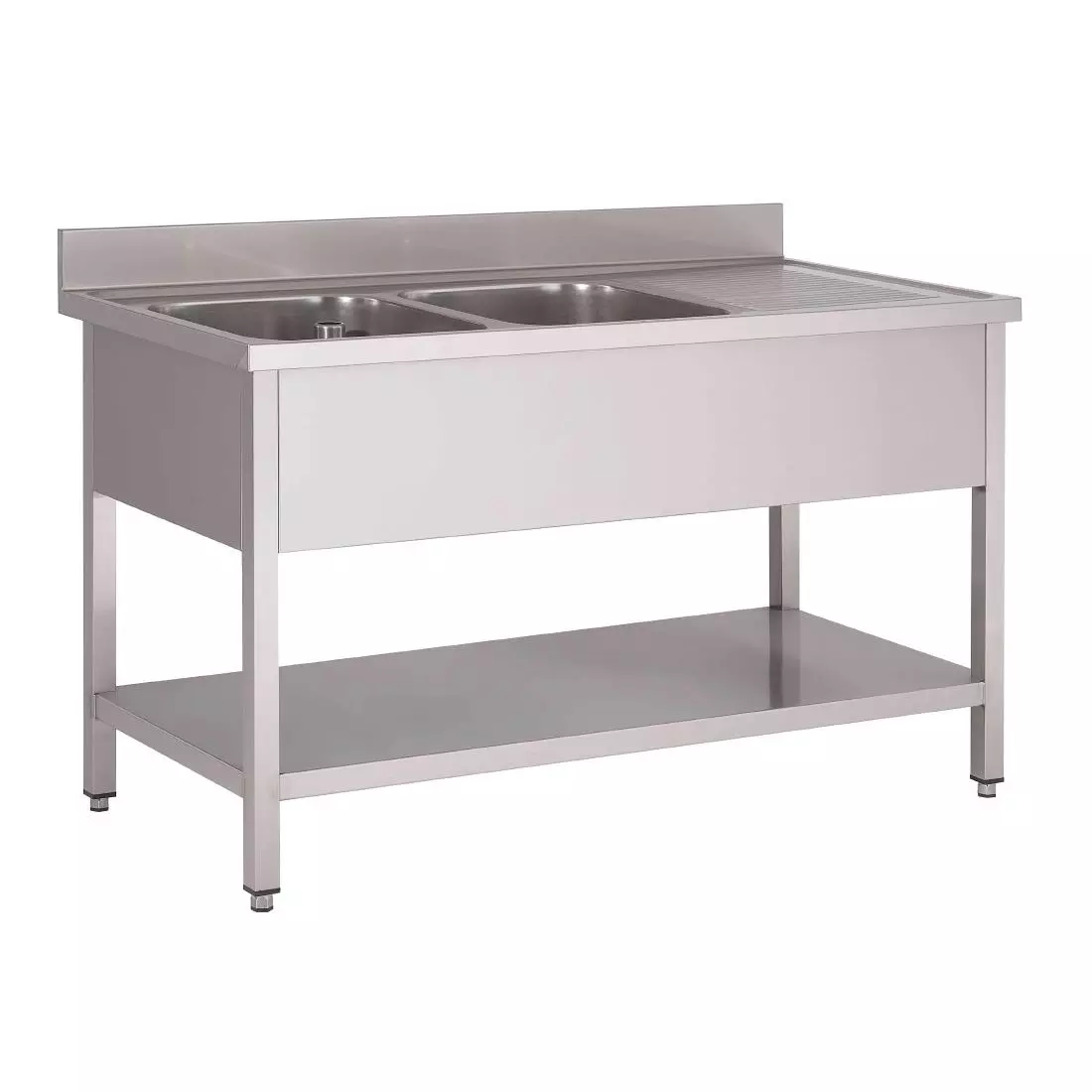 Een Gastro M RVS spoeltafel 2 spoelbakken links 160x70x85cm koop je bij ShopXPress