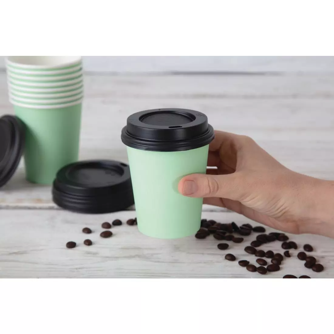 Een Fiesta Recyclable koffiebekers enkelwandig turquoise 225ml (1000 stuks) koop je bij ShopXPress