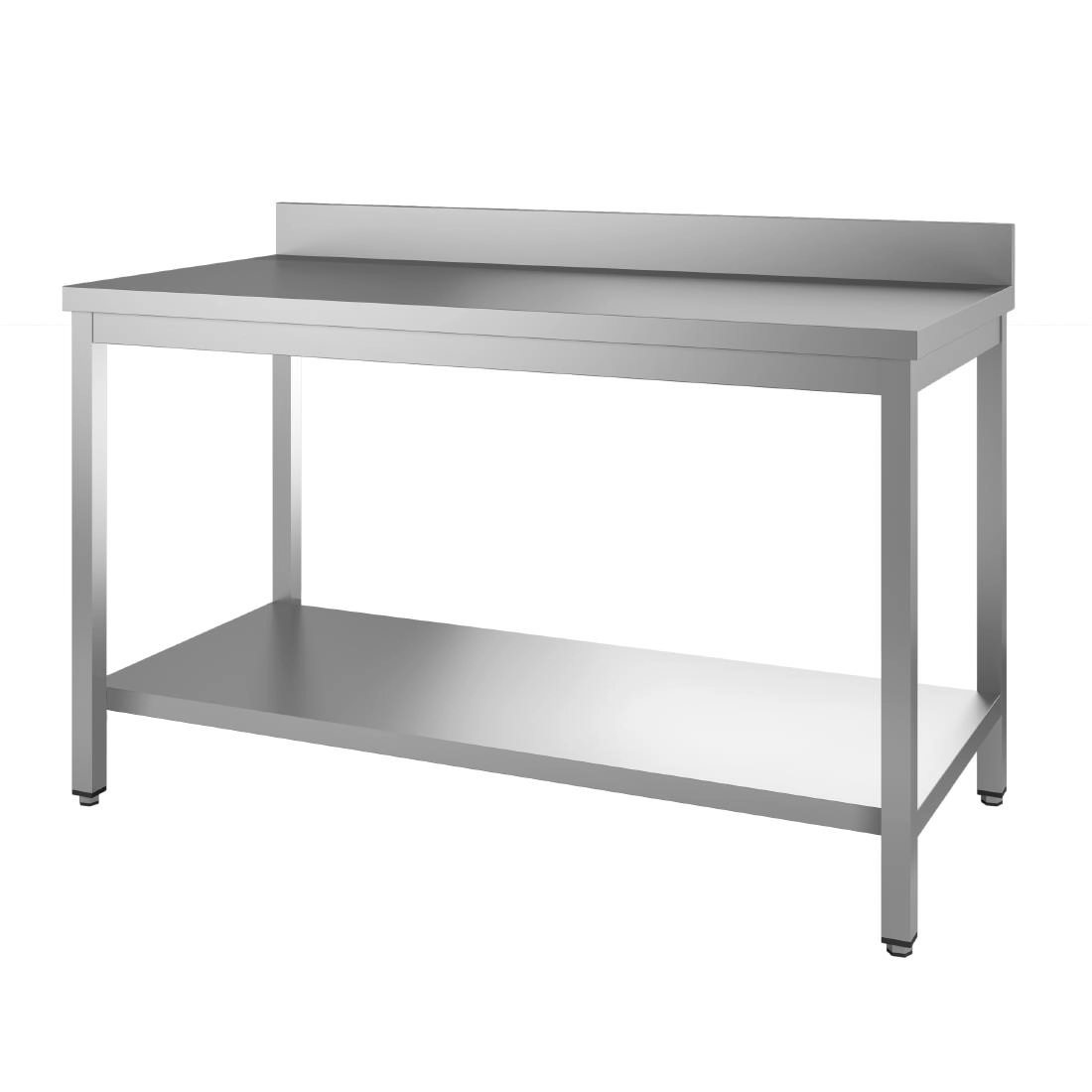 Een Gastro M RVS werktafel met onderblad en achteropstand 85x70x70cm koop je bij ShopXPress