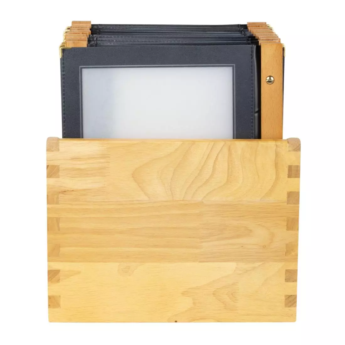 Een Securit menumappen set met houten box A4 zwart (20 stuks) koop je bij ShopXPress