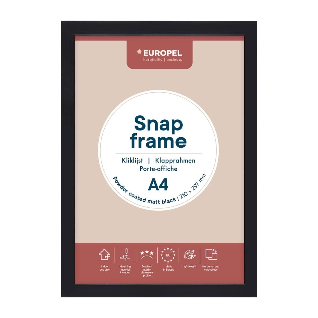 Een Europel klapframe a4 25mm mat zwart koop je bij ShopXPress