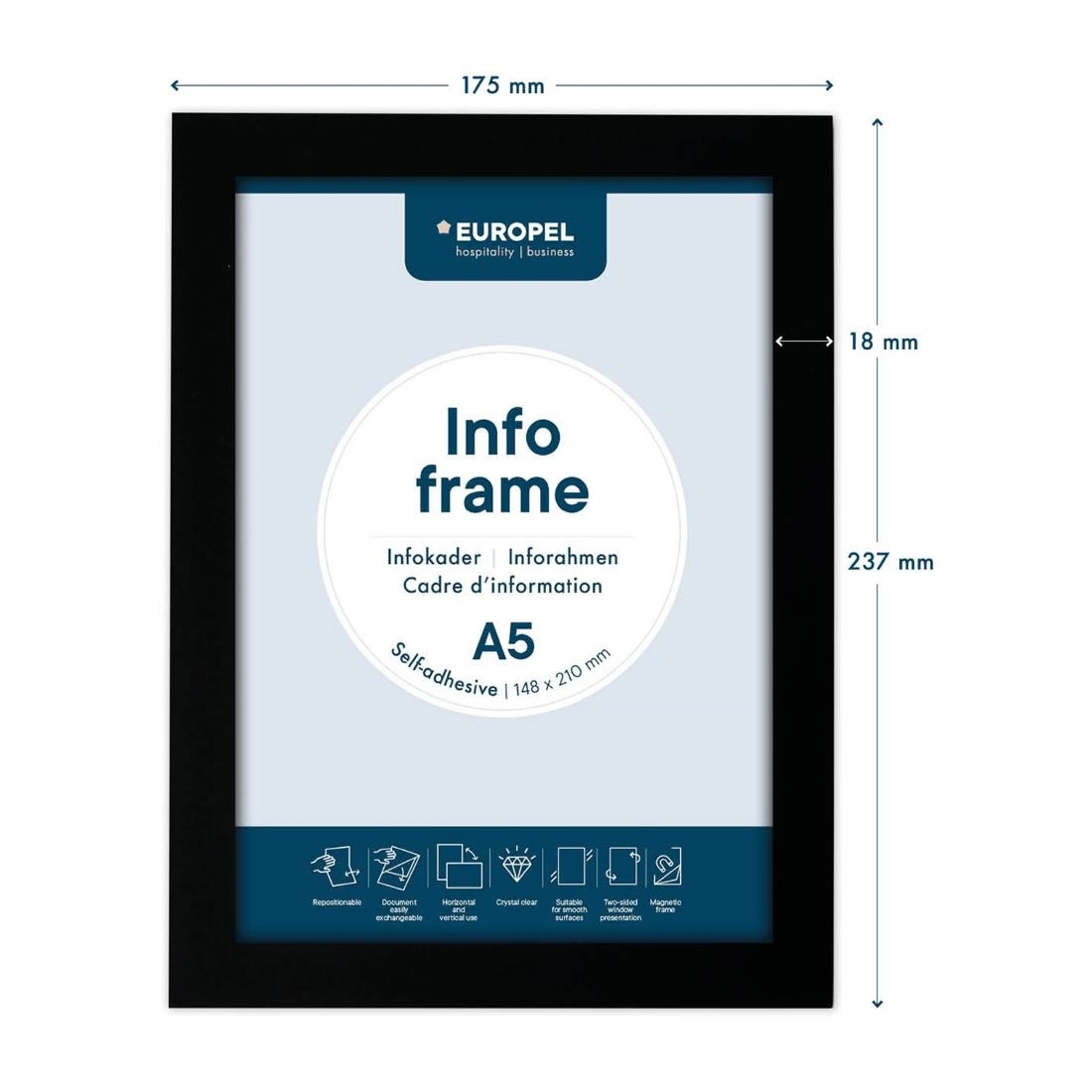 Een Europel info frame / zelfklevende set 2 stuks a5 zwart koop je bij ShopXPress