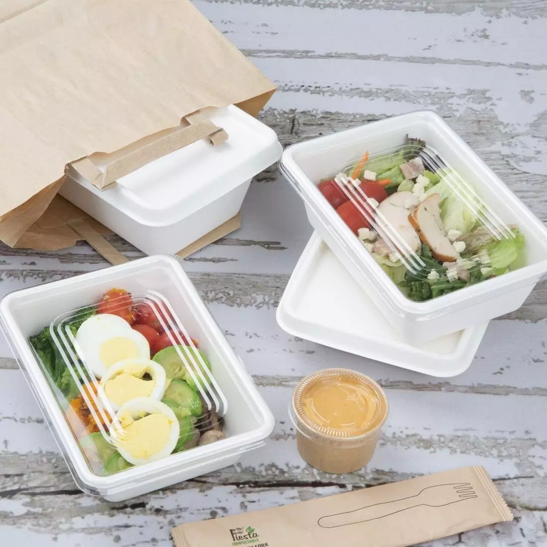 Een Fiesta composteerbare bagasse voedsel container basissen 650ml (pak van 100) koop je bij ShopXPress