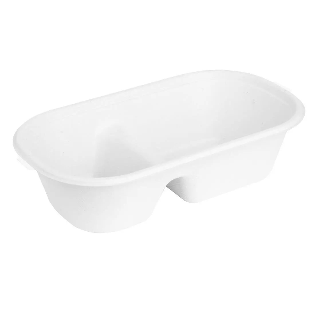 Een Fiesta composteerbare bagasse ovale 2-compartimenten container 900ml (pakket van 100) koop je bij ShopXPress