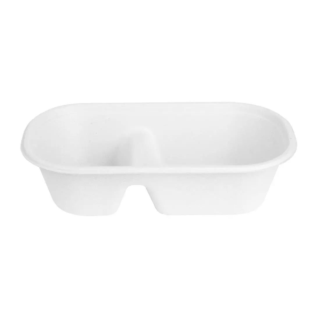 Een Fiesta composteerbare bagasse ovale 2-compartimenten container 900ml (pakket van 100) koop je bij ShopXPress