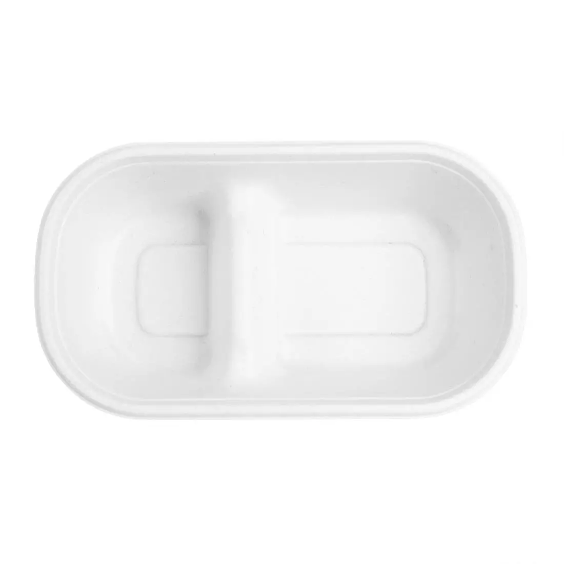 Een Fiesta composteerbare bagasse ovale 2-compartimenten container 900ml (pakket van 100) koop je bij ShopXPress