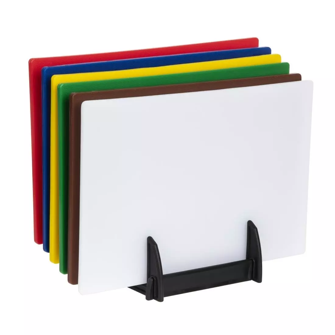 Een Hygiplas LDPE snijplanken set met rek 450x300x10mm (Set van 6) koop je bij ShopXPress