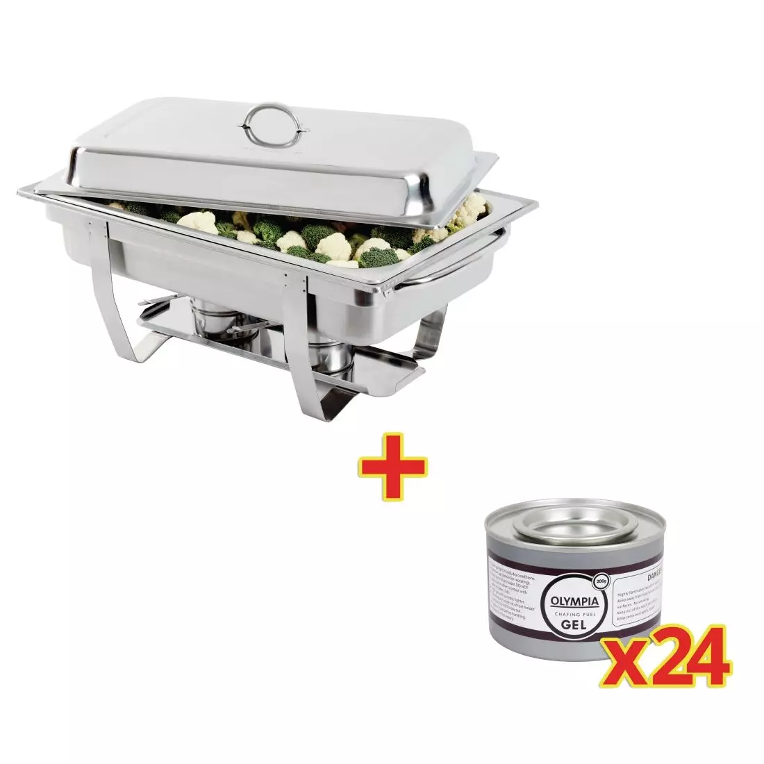 Een SPECIALE AANBIEDING Olympia Milan Chafing Dish met 24-pak Olympia gel brandpasta koop je bij ShopXPress